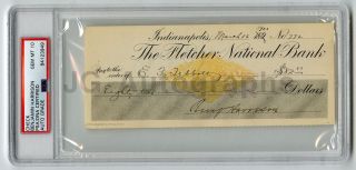 Benjamin Harrison U.  S.  President Gem 10 Signed 1900 Check Psa/dna Slabbed