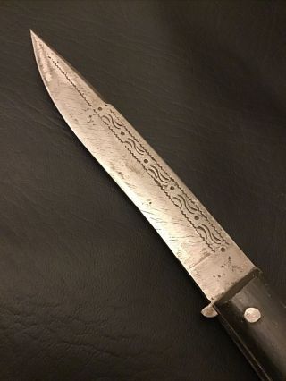 Vintage Folding Knife Engraved Bone Handle lock back Antique 2