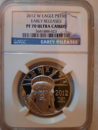 2012 - W $100 American Platinum Eagle Ngc Pf70ucam Early Releases Bullion Proof