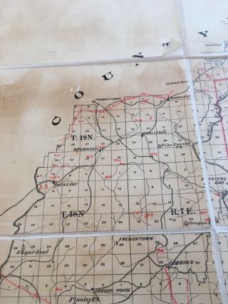 ANTIQUE 1905 GOLD RUSH MINING MINE YUBA NEVADA SIERRA COUNTY HUGE LINEN BACK MAP 3