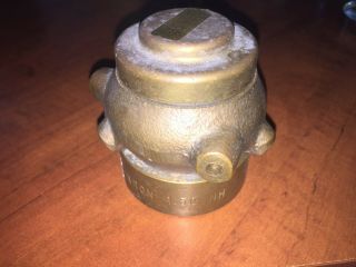 Antique Fire Cellar Nozzle Solid Brass Akron 1.  50 Nh Vintage Firehose