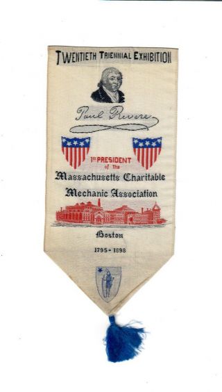 1898 Exhibition Ribbon Of Massachusetts Charitable Mechanic Association