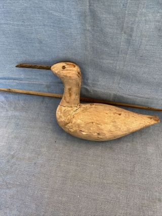 Antique Hand - Carved Folk Art Shore Bird Decoy Primitive