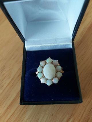 9ct Gold vintage Opal Cluster Ring (HM Sheffield 1976) Size L 2