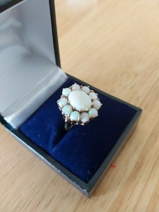 9ct Gold vintage Opal Cluster Ring (HM Sheffield 1976) Size L 3