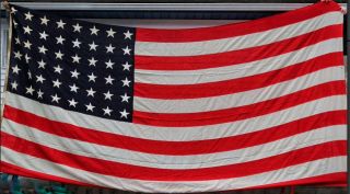Huge Wwii Vintage 48 Star U.  S.  Ensign Flag 16 