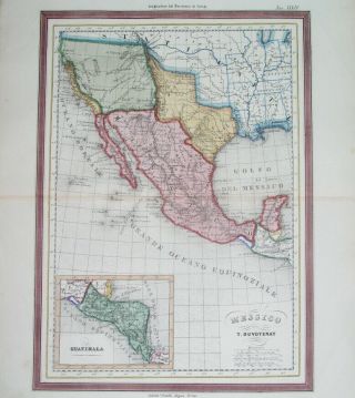 1850 Rare Map Texas & Mexico As Pipe California United States