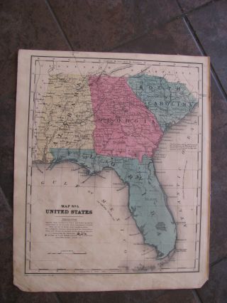 1853 Pre Civil War Map Of Florida,  Georgia,  Alabama,  South Carolina