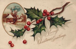 1 Cent Vintage Postcard Pretty Ladies Christmas (card 20)