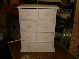 Vintage Painted 8 Drawer Wood Spice Cabinet As - Is