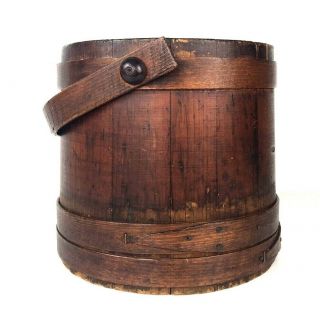 Wooden Staved Bands Primitive Water Well Bucket Rustic Farm Swing Wooden Handle