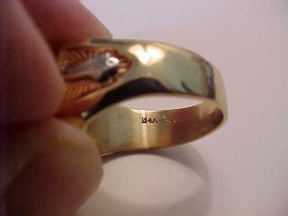 14K GOLD AND DIAMOND MASONIC MEN ' S RING 14.  1 GRAMS SIZE 11 Square & Compass 4