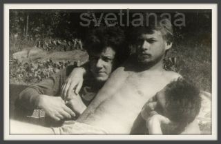 Beach Handsome Shirtless Men Affectionate Embrace Buddies Love Vintage Photo Gay