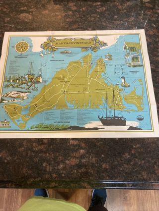 Map Of Martha’s Vineyard Massachusetts 1977 With Certificate Of Authenticity