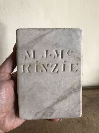 Best Rare Old Antique Hand Carved Stone Marble Book Large Aafa Patina Mckinzie