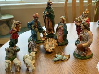 Vintage Nativity Christmas Set Maybe Chalkware ? Japan Complete Set