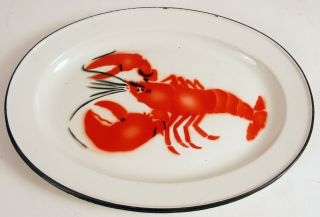 Vintage Porcelain Rocky Point Park Shore Dinner Hall Red Rocky Lobster Plate