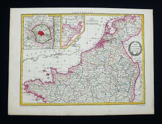 1812 Lapie - Rare Map Of France North,  Brittany,  Tours,  Paris,  Picardy,  Dijon.