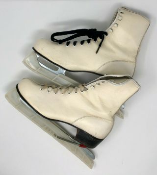 Antique White Leather Ice Skates Great Decor Size Unknown Remodeling
