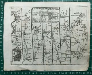 1719 Antique Strip Road Map: London to Bristol & Bath by John Senex 2