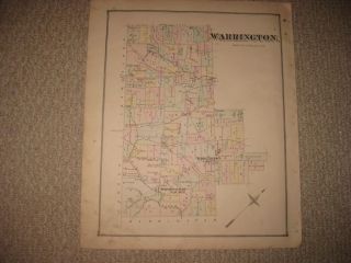 Antique 1876 Warrington Township Bucks County Pennsylvania Hdclr Map Britain