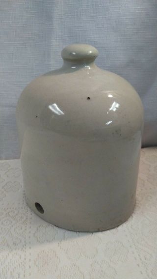 Antique Stoneware Pottery Chicken Waterer Crock Lid 2