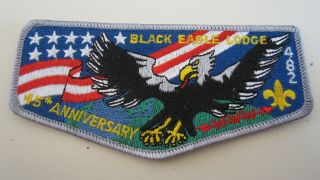 Oa Black Eagle Lodge 482 45th Anniversary Flap Silver Border Rare