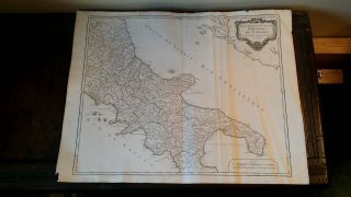 1750 Large Antique Copperplate Map Kingdom Of Naples Italy - Robert De Vaugondy