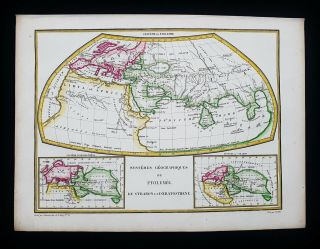 1812 Lapie - Rare Map The Geographical System Of Ptolemy,  Of Strabonis,  World Map