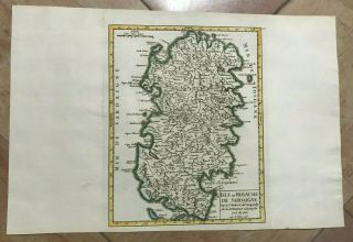 Sardinia Italy 1748 Robert De Vaugondy Antique Map 18th Century
