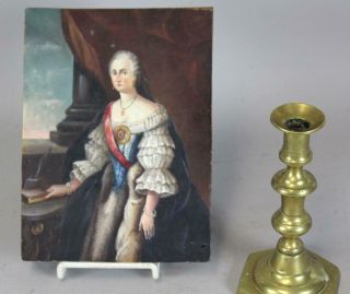 A Rare Early 18th C Oil On Copper Portrait Of A Royal Woman Fantastic Detail