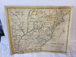 Antique Dated 1824 Hand Drawn Hand Colored Map United States By Stephen Rushmore
