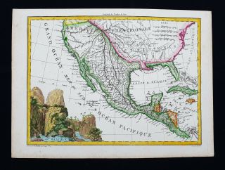 1812 Lapie Rare Map Central America,  Mexico,  United States,  Caribbean California
