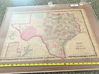 1862 Large Antique Civil War Era Map Of Texas,  United States