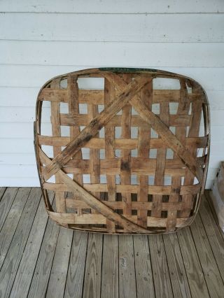 Authentic Tobacco Basket Approximately 38 " X 38 " Painted Green On Rims Mullins,