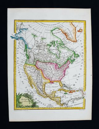 1812 Lapie Rare Map North America,  United States,  Canada,  Usa,  Mexico,  Caribbean