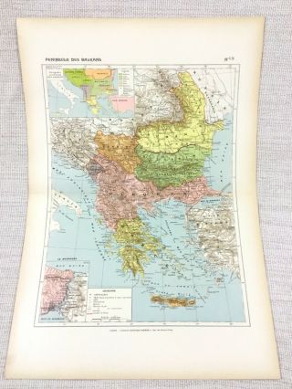 1888 Antique Map Of The Balkans The Balkan Peninsula French 19th Century