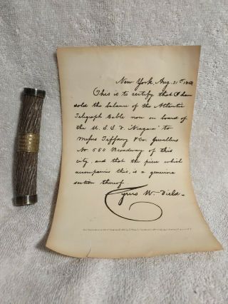 Tiffany & Co.  1858 Atlantic Telegraph Cable With Certificate