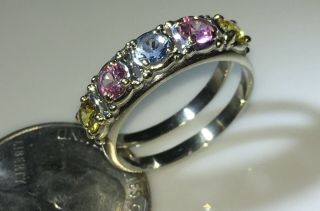 Vintage 14k Solid White Gold Double Band - Multi Stone Ring 4.  9g Wear/scrap