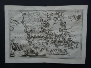 1703 Cellarius Atlas Map Greece - Crete - Macedonia - Graeciae Antiqua