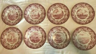 Harvard University Set Of 8 Rare Wedgwood Commemorative Plates,  Exc.
