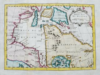 1747 BELLIN - rare map of NORTH AMERICA,  CANADA,  UNITED STATES,  USA,  HUDSON BAY 2