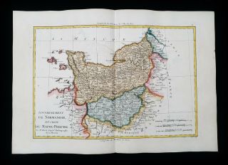 1787 Bonne & Desmarest - Rare Map France,  Normandy,  Maine,  Picardy,  Maine - Perche