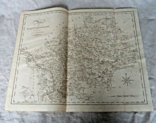 Large Georgian 1805 Copper Plate County Map Hartfordshire By John Cary