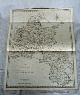 Large Georgian 1805 Copper Plate County Map Oxfordshire By John Cary