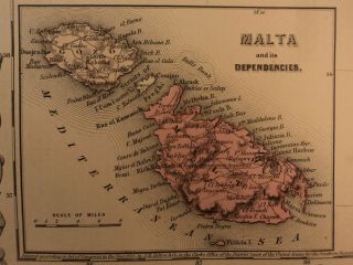 1855 1st COLTON Atlas Color Map ITALY Sicily Sardinia Malta Naples 14x17in 3