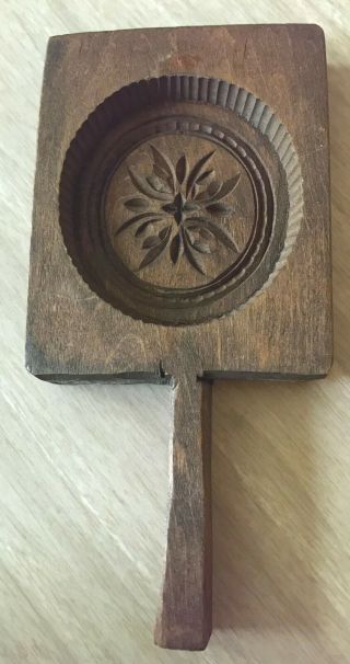 Antique Wooden Wood Hand Carved Butter Mold Square Rustic Primitive