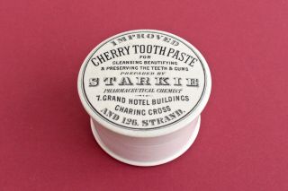 Vintage C1890s Starkie Charing X London Cherry Tooth Paste Potlid & Base Pot