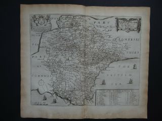 1673 Blome Atlas 1st Edition County Map Devonshire - Devon - England