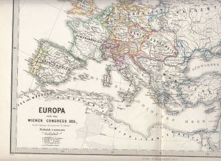 Early Map.  Europe After The Congress Of Vienna,  1815.  The Siege Of Sevastopol